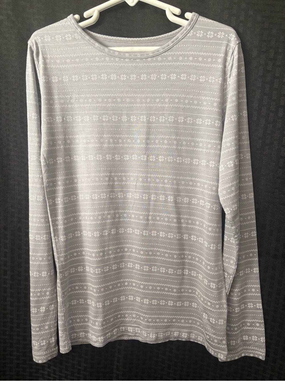 32 Degrees Light Gray Long-Sleeve Patterned Tee